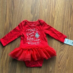 NWT Cat & Jack Baby Christmas Long Sleeve Tutu Onesie 3-6 Months